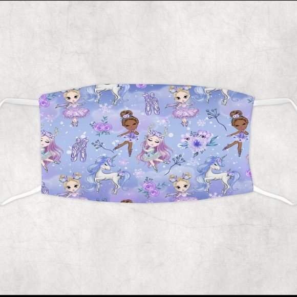 Hand Crafted Other - Girls Purple Sparkly Ballerina Unicorn Soft Stretchy Handmade Face Mask